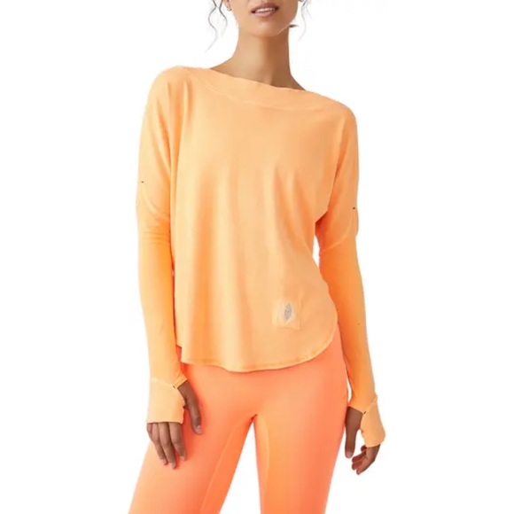 FP Movement by Free People Sweaters - Free People Movement Simply Layer Open Back Top in Electric Orange